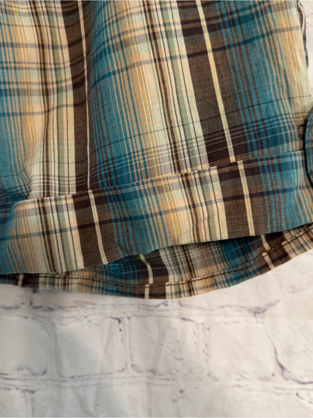 Paris Blues Teal, Brown & Cream Plaid Bermuda Shorts Sz 11 - Picture 4 of 9